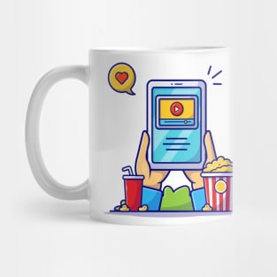 Watching Movie Online Cartoon Vector Icon Illustration Mug